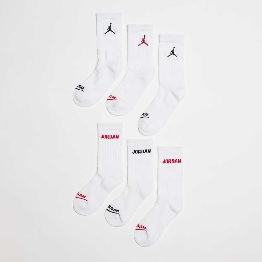 Nike Air Jordan Basketball Cushioned Crew Socks 6-Pack white adult size S M L XL